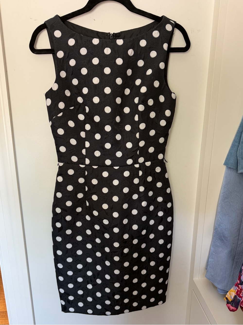 David Meister Black and White Polka Dot Midi Dress